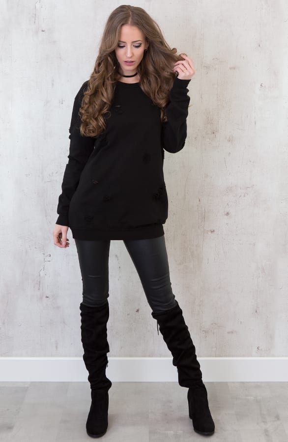 Raw Damaged Sweater Black – shoparchief, foto 3