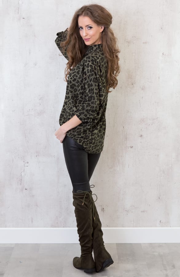 Leopard Oversized Blouse Army – shoparchief, foto 5
