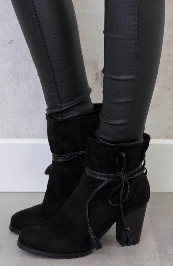 Suede Wrap Me Booties Black – shoparchief, foto 2