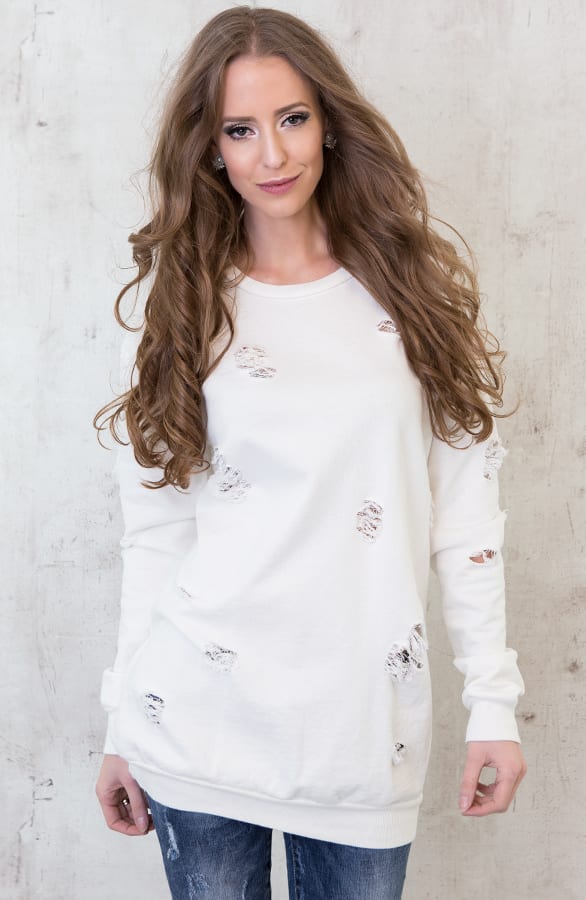 Raw Damaged Sweater White – shoparchief, foto 7