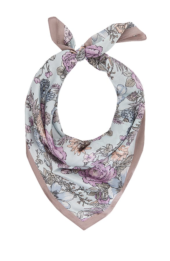 Zijde Bandana Flowers Taupe – shoparchief, foto 1