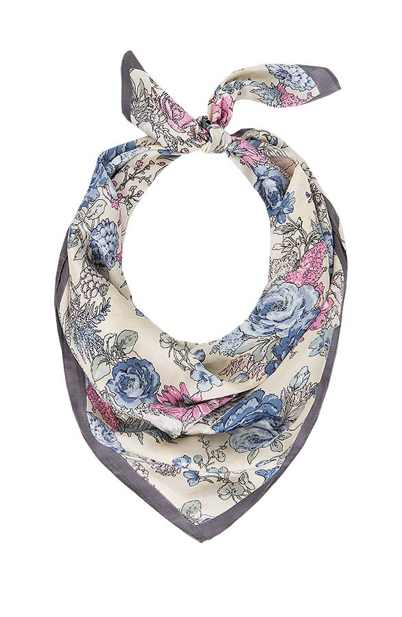 Zijde Bandana Flowers Grey – shoparchief, foto 1