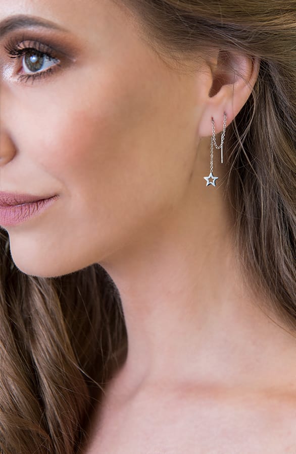 Chain Oorbellen Open Star Silver – shoparchief, foto 2
