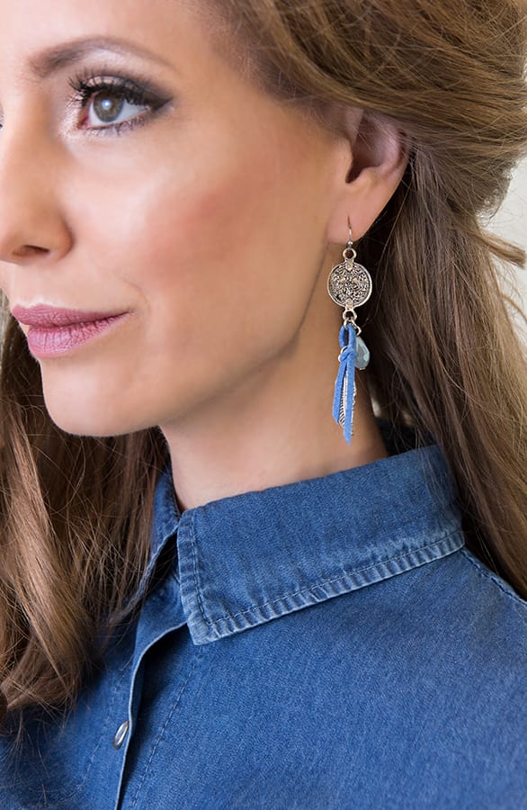 Coins Suede Oorbellen Blue – shoparchief, foto 2
