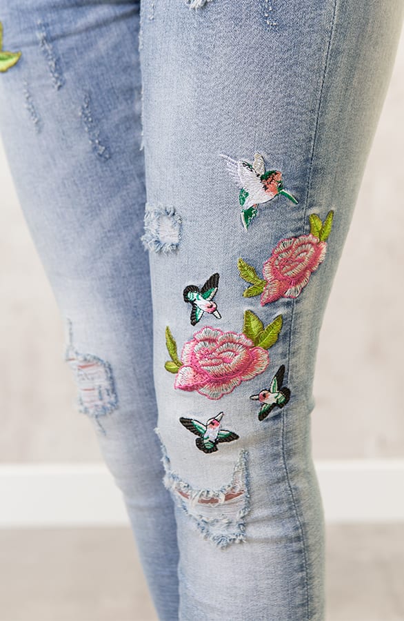 Roses Patches Denim Jeans – shoparchief, foto 3