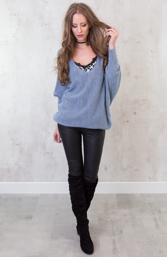 Leopard Lace Top Blue – shoparchief, foto 6