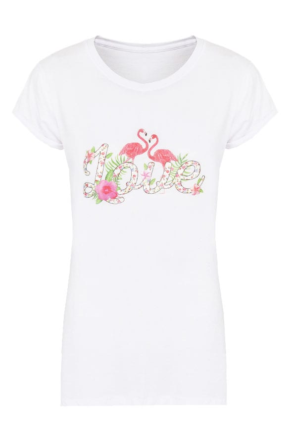 Flamingo Love It Shirt Wit – shoparchief, foto 1