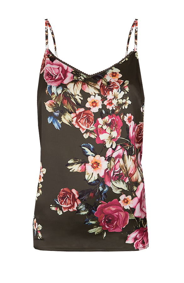 Flowerly Silk Top Legergroen – shoparchief, foto 1