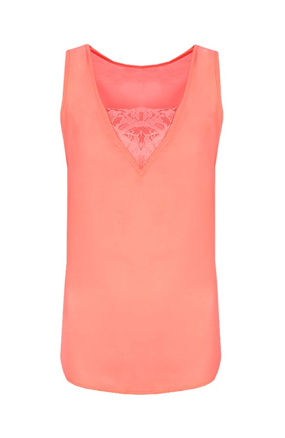 Kanten V Top Neon Roze – shoparchief, foto 1