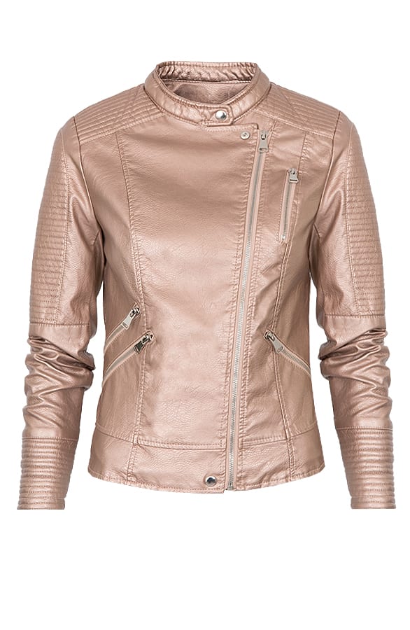Metallic Biker Jacket Brons – shoparchief, foto 1