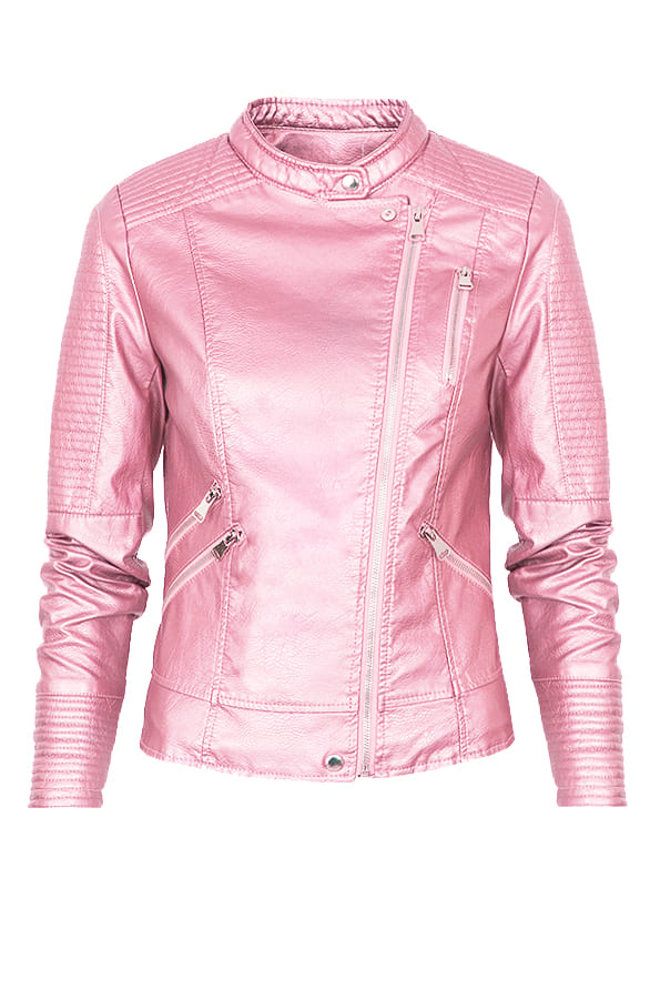 Metallic Leather Jacket Roze – shoparchief, foto 1