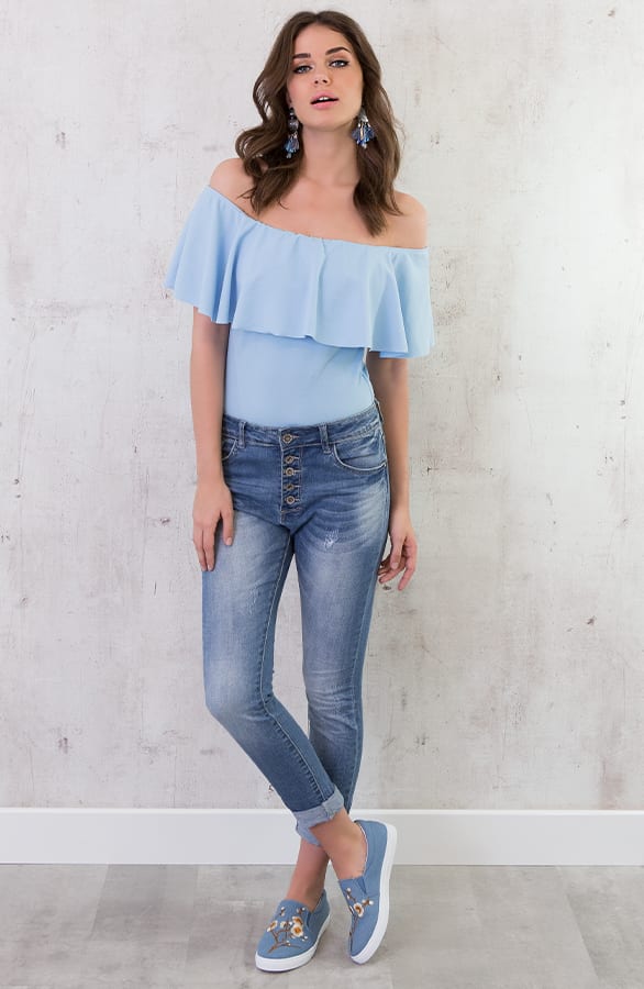 Slip On Bloemen Jeans Blauw – shoparchief, foto 6