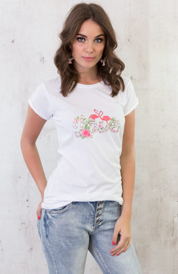 Flamingo Love It Shirt Wit – shoparchief, foto 2