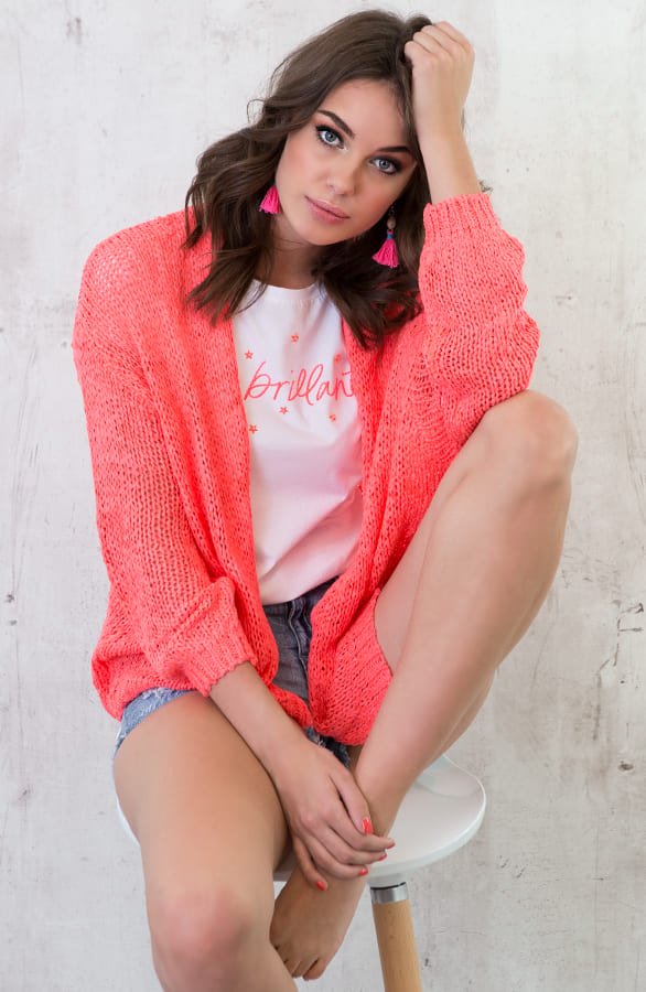 Neon Coral Musthave Cardigan – shoparchief, foto 6
