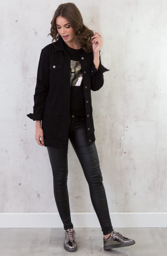 Chic Metallic Top Zwart – shoparchief, foto 4