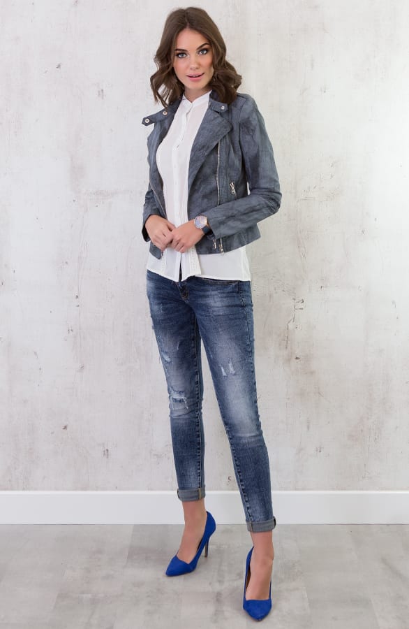 Leather Jacket 2.0 Jeans Blue – shoparchief, foto 3