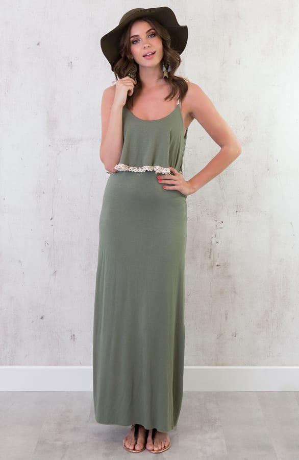 Maxi Jurk Boho Legergroen – shoparchief, foto 3