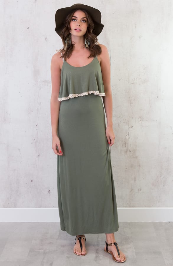 Maxi Jurk Boho Legergroen – shoparchief, foto 7