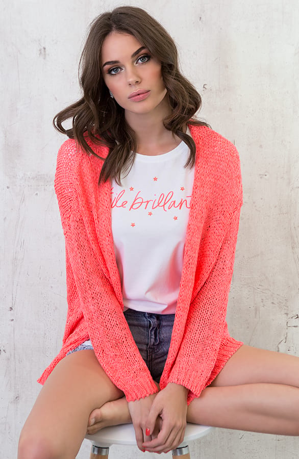 Neon Coral Musthave Cardigan – shoparchief, foto 3