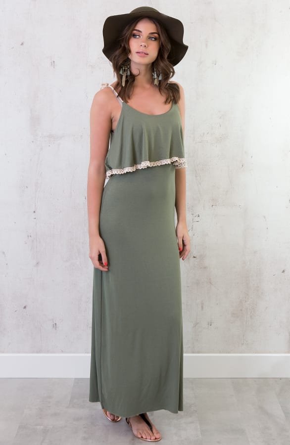 Maxi Jurk Boho Legergroen – shoparchief, foto 2
