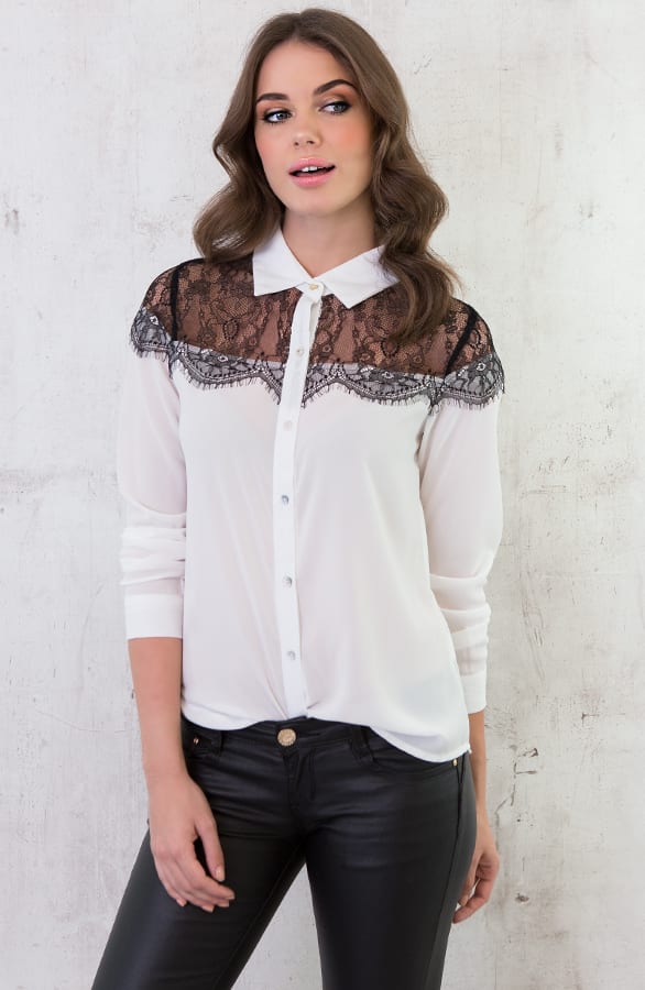 Elegant Kanten Blouse Wit – shoparchief, foto 4