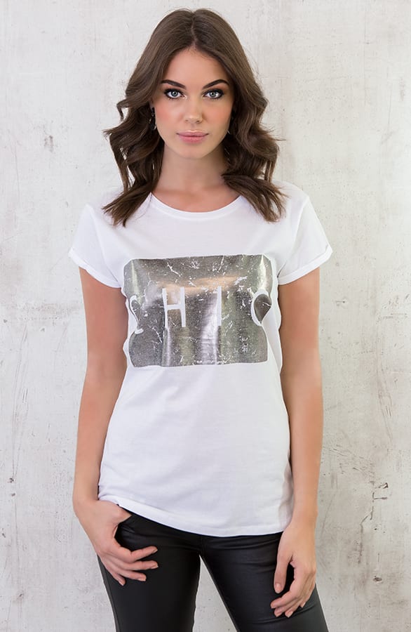 Chic Metallic Top Wit – shoparchief, foto 1