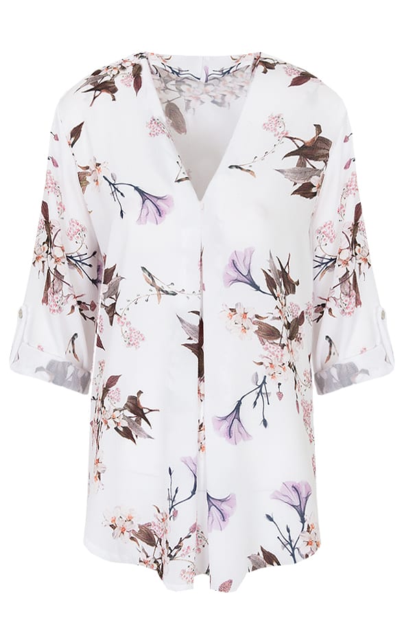 Bloemenprint Blouse Wit – shoparchief, foto 1