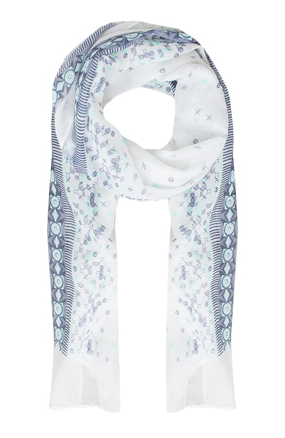 Luxe Embroidery Sjaal Wit – shoparchief, foto 1