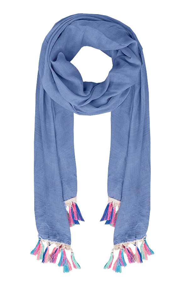Neon Fringe Sjaal Jeans Blauw – shoparchief, foto 1