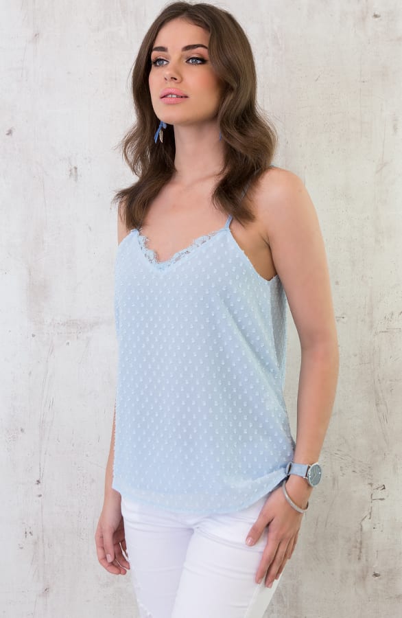 Luxe Polkadot Top Sky Blue – shoparchief, foto 2