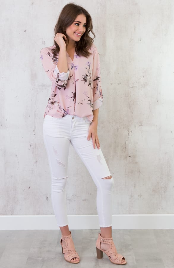 Bloemenprint Blouse Roze – shoparchief, foto 5