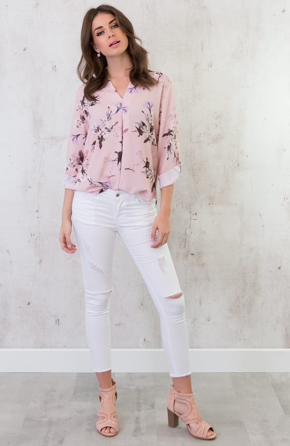 Bloemenprint Blouse Roze – shoparchief, foto 2