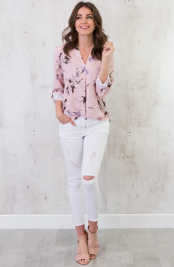 Bloemenprint Blouse Roze – shoparchief, foto 6