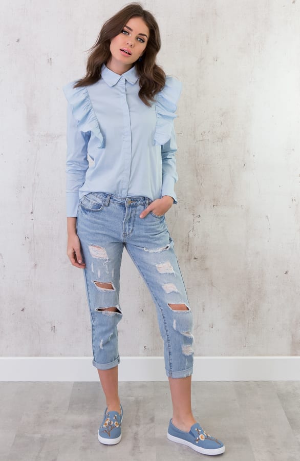 Slip On Bloemen Jeans Blauw – shoparchief, foto 5