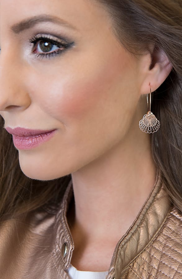 Metal Schelpen Oorbellen Rose – shoparchief, foto 2