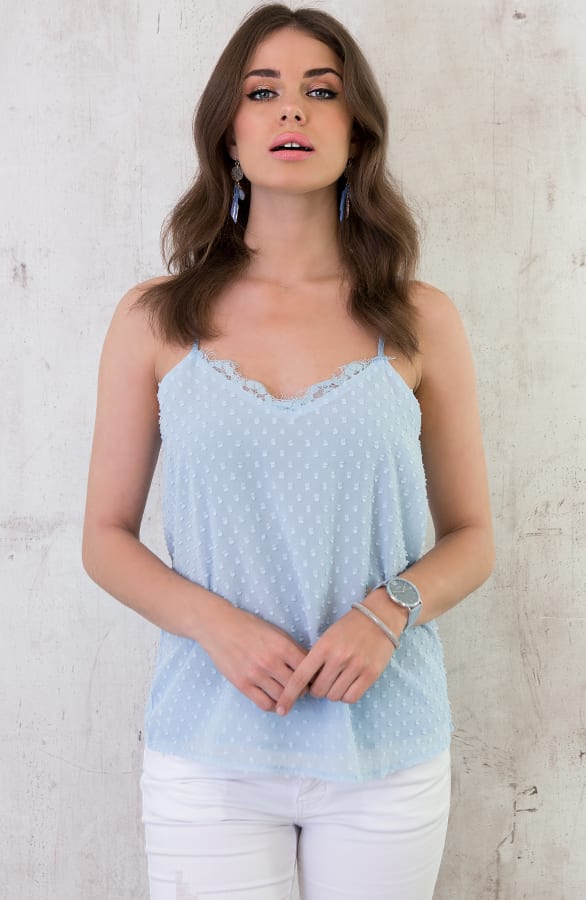 Luxe Polkadot Top Sky Blue – shoparchief, foto 3