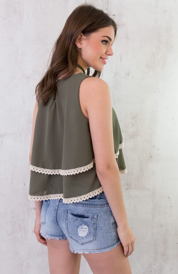 Bohemian Crop Top Legergroen – shoparchief, foto 4