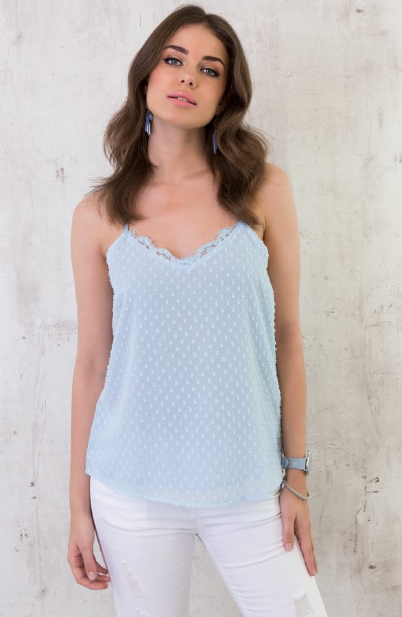 Luxe Polkadot Top Sky Blue – shoparchief, foto 6