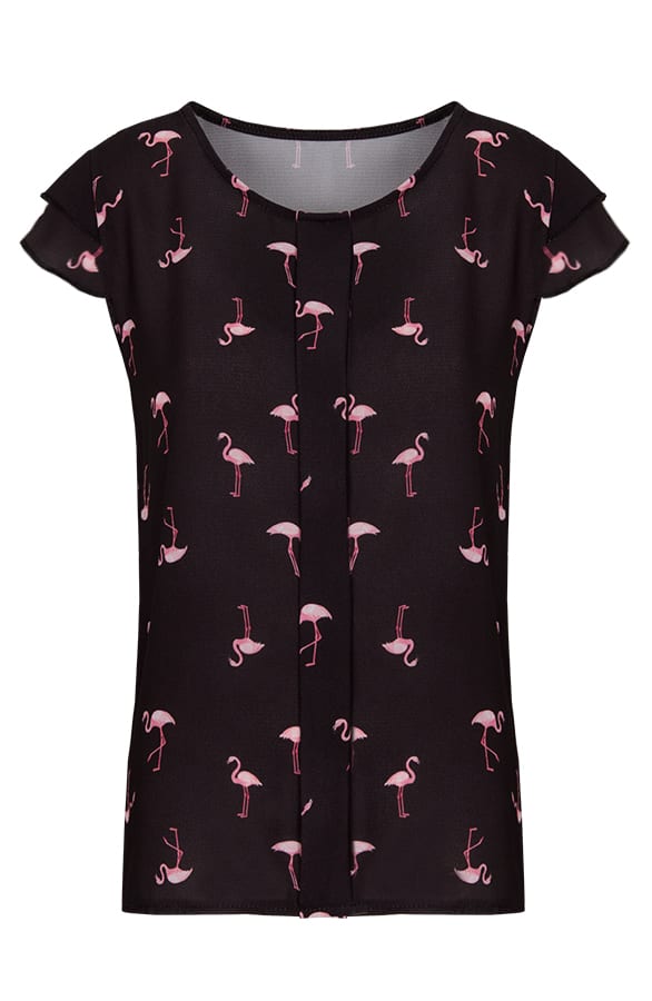 Flamingo Blouse Zwart – shoparchief, foto 1
