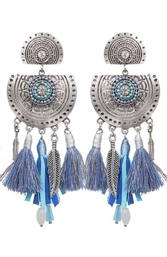 Ibiza Tassel Oorbellen Blauw – shoparchief, foto 1