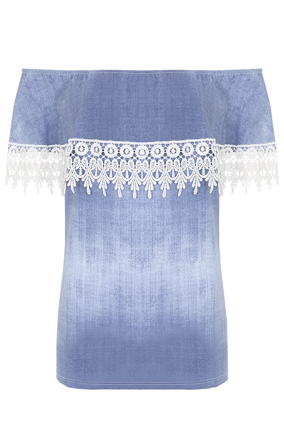 Off Shoulder Denim Top – shoparchief, foto 1