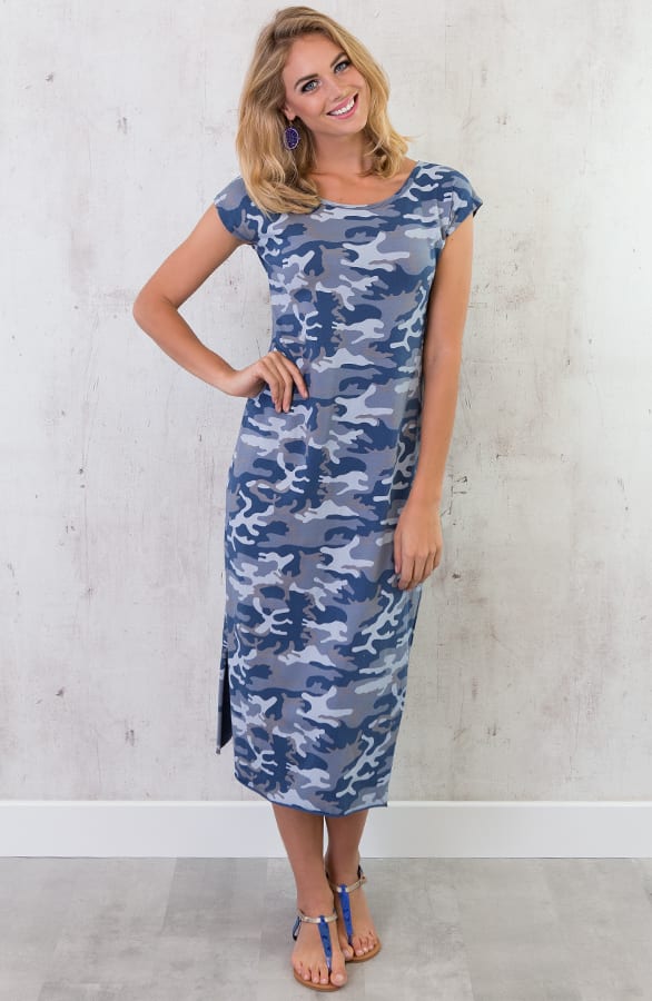 Military Split Dress Blue – shoparchief, foto 2