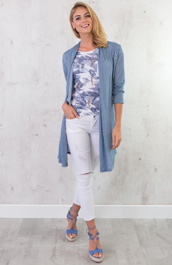 Long Cardigan Lover Jeans Blue – shoparchief, foto 3