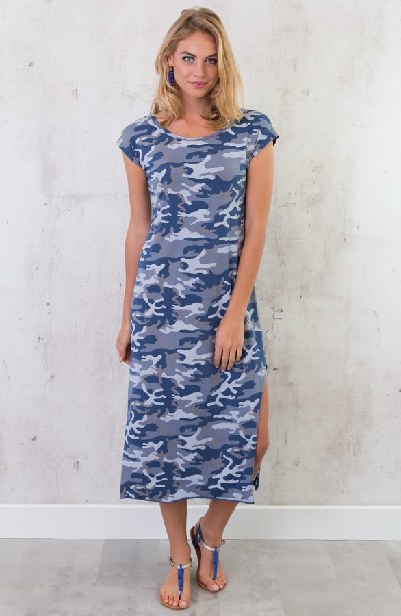 Military Split Dress Blue – shoparchief, foto 4