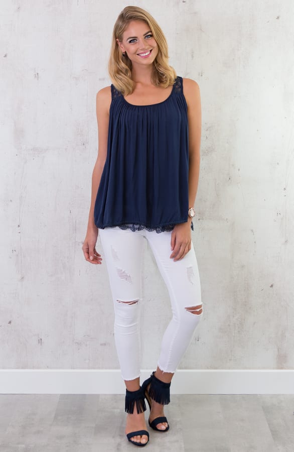 Luxury Lace Top Marine – shoparchief, foto 4