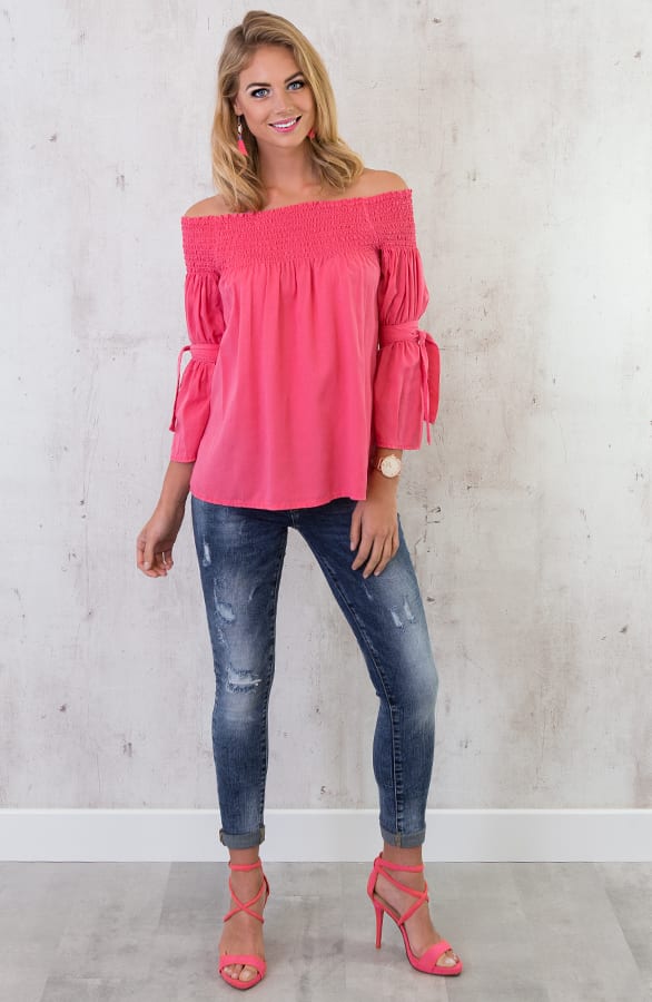 Off Shoulder Tuniek Koraal – shoparchief, foto 3