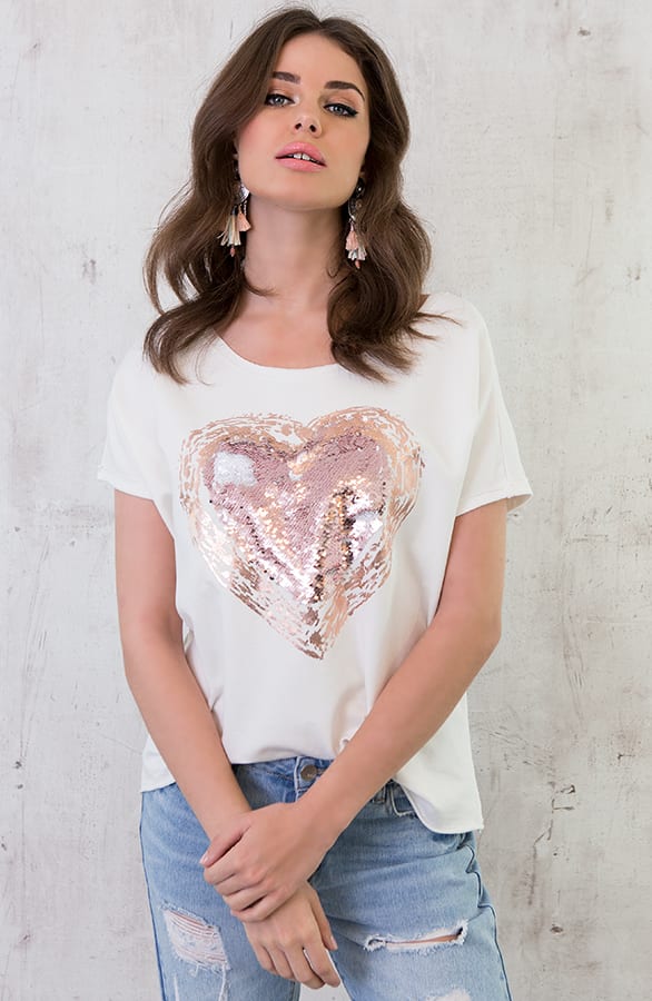 Pailletten Hart Tuniek Creme – shoparchief, foto 6