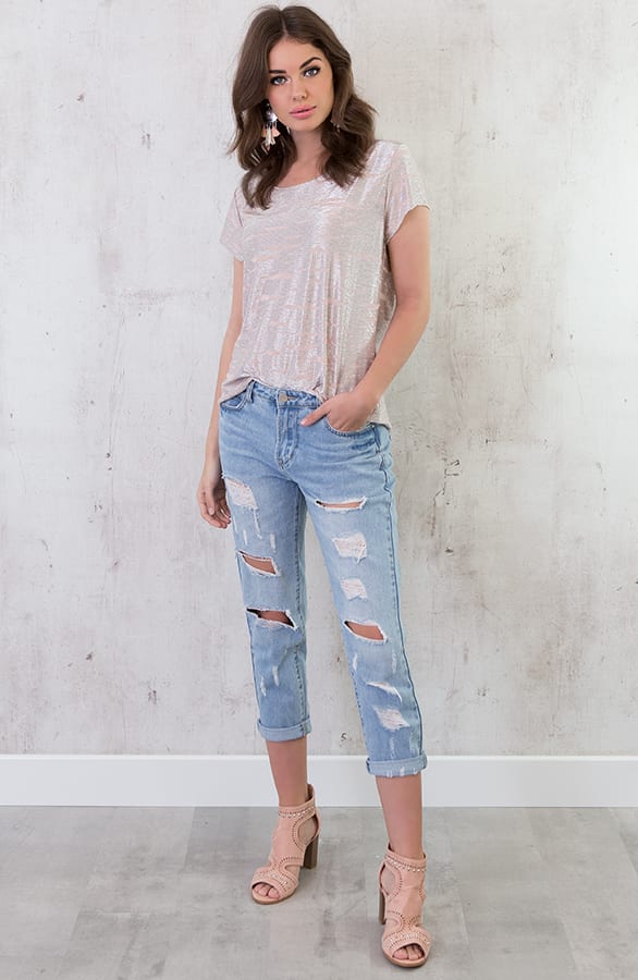 Metallic Top Champagne Pink – shoparchief, foto 5