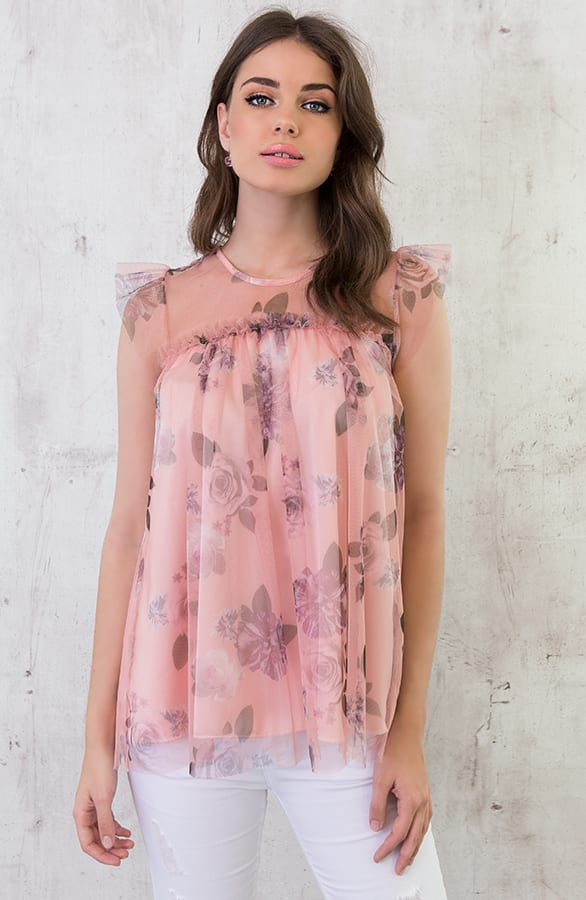 Tule Bloemen Tuniek Roze – shoparchief, foto 2
