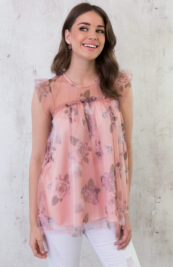 Tule Bloemen Tuniek Roze – shoparchief, foto 7